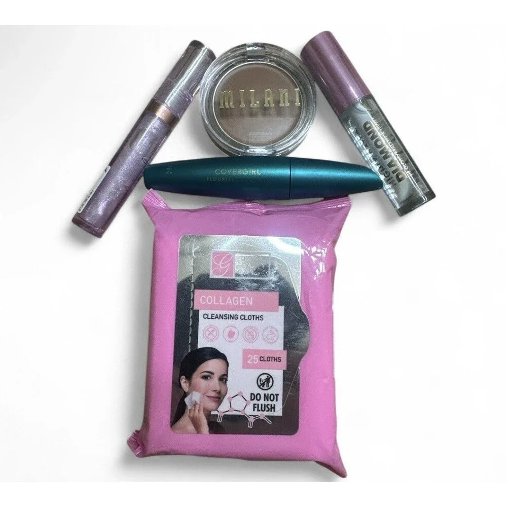 Makeup Bundle Covergirl Mascara Milani Bronzer Lip Gloss Makeup Remover Wipes
